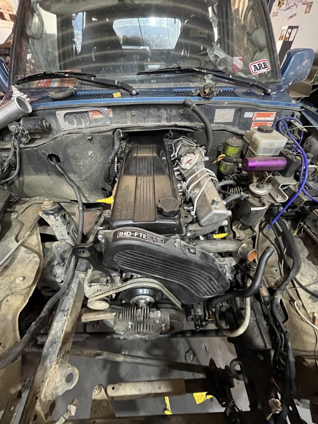 Engine bay of a Land Cruiser